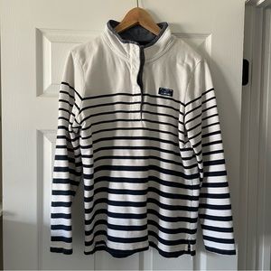 L.L. Bean Women's Soft Cotton Rugby Shirt in Black and White Stripes